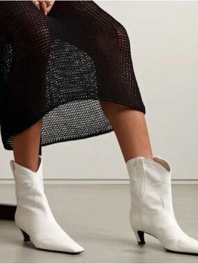 KHAITE White Leather Cowboy-Inspired Dallas Bootie
